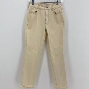 PacSun Stretch Mom Jeans Cream Tan High Rise Tapered Denim Size 26